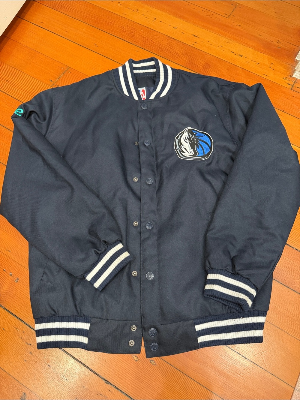 NBA Dallas Mavericks Navy and White Snap-Up Jacket